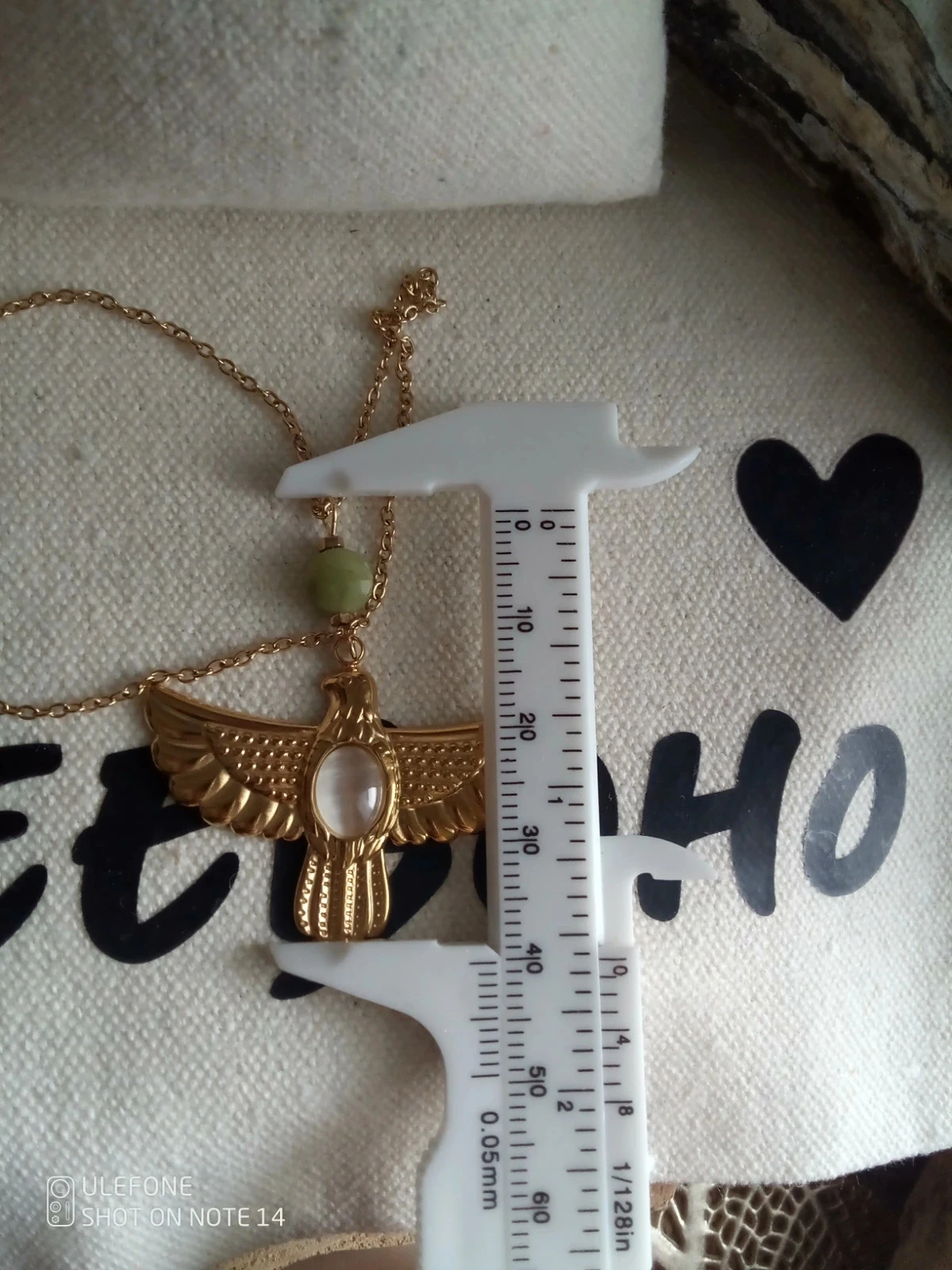 Collier aigle pierres de sélénite et de jade – photo 2